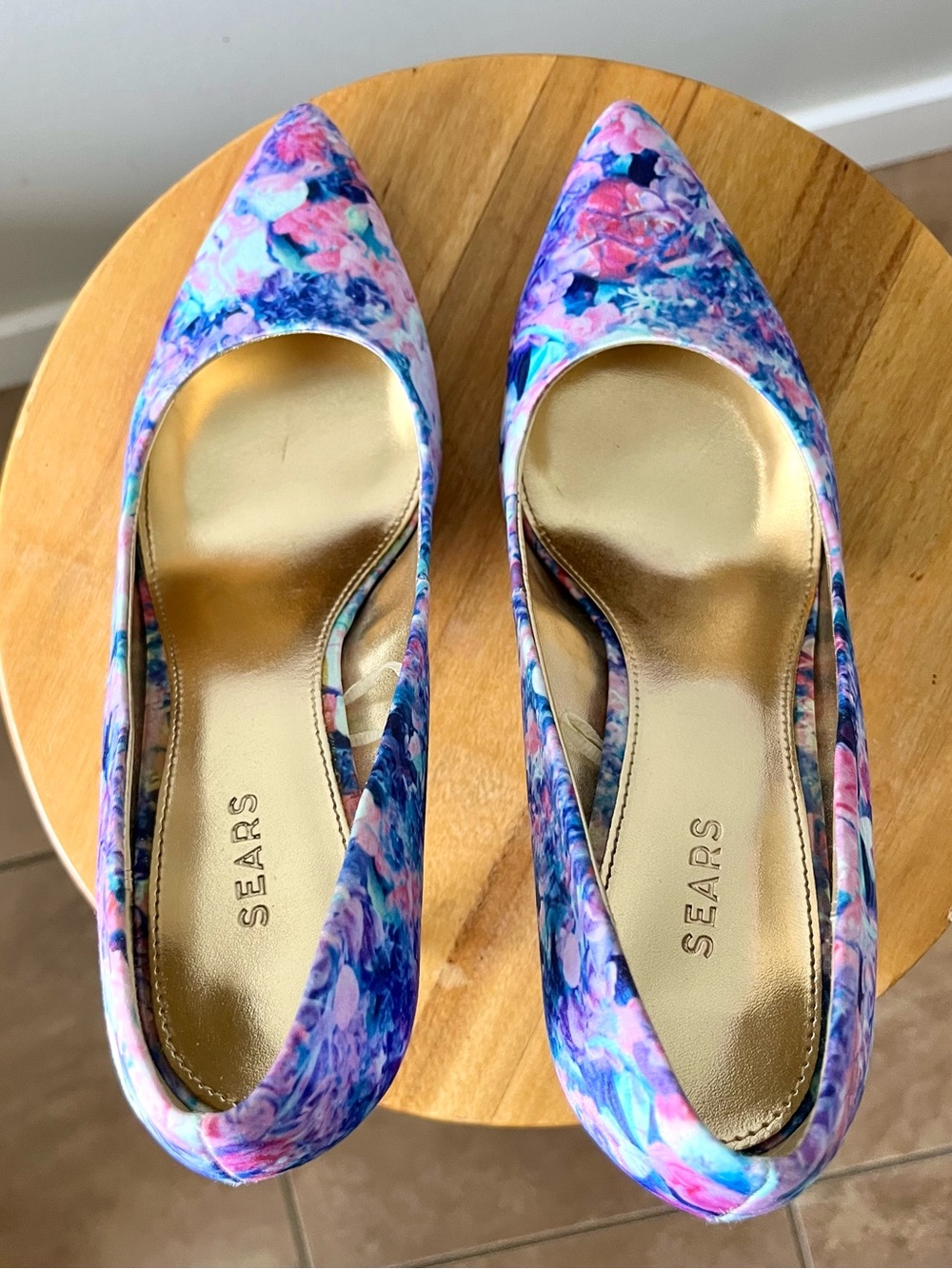 Sears Floral Pink and Purple Pointed-Toe High Heels Size 8 - Going Out Y2K Party - Picture 6 of 10